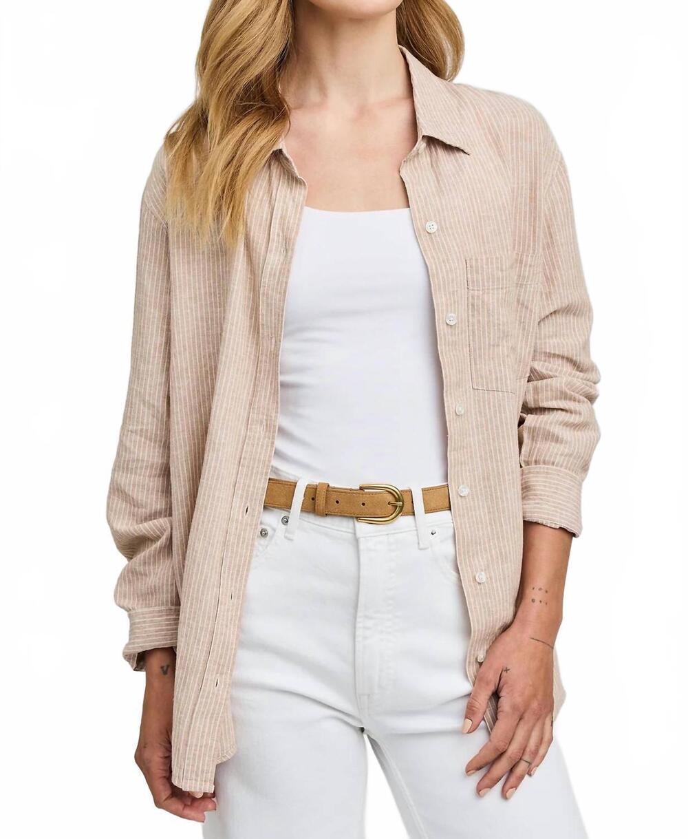 NEW GENTLE FAWN women's dominique striped button down shirt in beechwood